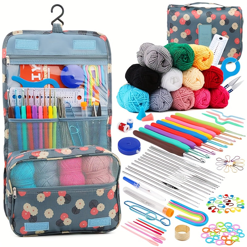 130pcs Knitting Crochet Hook Set with Bag for DIY Crafts