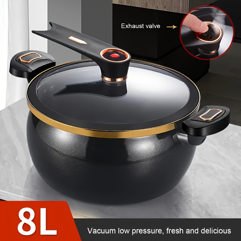 The 8L Gallon Large Capacity Multifunctional Non-stick Cast Iron Pot is perfect for making stews, soups, and more. It is compatible with induction cookers and gas stoves, making it essential for home, outdoor, and restaurant use.