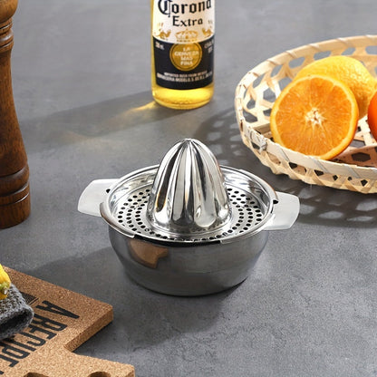 304 Stainless Steel Manual Citrus Juicer - Compact Hand Squeezer for Lemons, Oranges & More - Perfect for Use in the Kitchen, Restaurant, or on Outdoor Picnics and Camping Trips