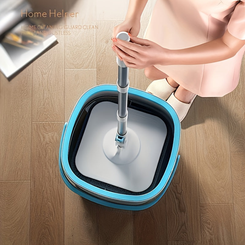 Get the 1 Set Hands-Free Wash Mop And Bucket Set for sewage separation. This rotating floor mop is perfect for lazy cleaning sessions in your home, kitchen, or bathroom. It can be used for both dry and wet cleaning, making it a versatile cleaning tool