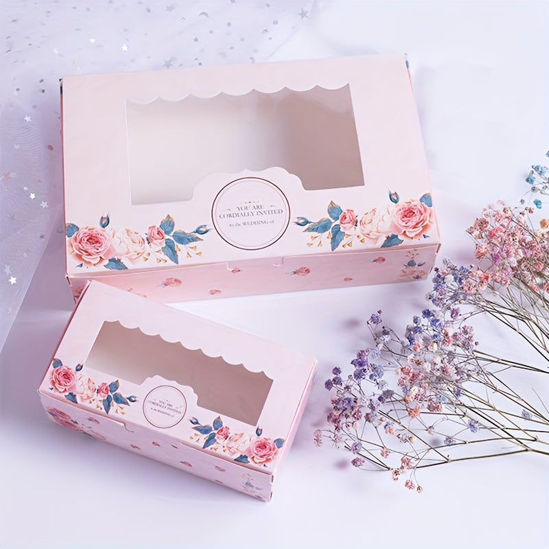 5 Pink Rose Gift Boxes with Stickers - Ideal for Birthdays, Weddings & Candy