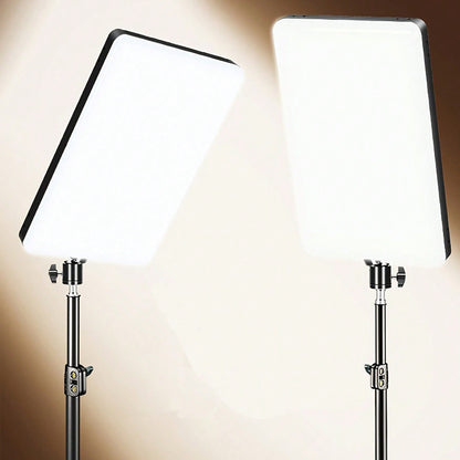 10-Inch LED Panel Light with Phone Holder, Adjustable Tripod Stand (up to 1.1 Meters), Photography Lighting Kit for Content Creators.