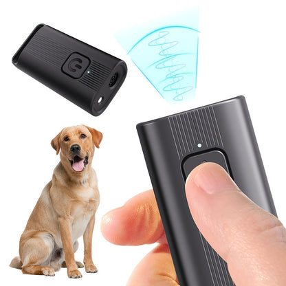 USB orqali zaryadlanadigan mini ultratovushli itlarni to'xtatish qurilmasi, portativ va elektr anti-barking treningi uchun LED bilan.