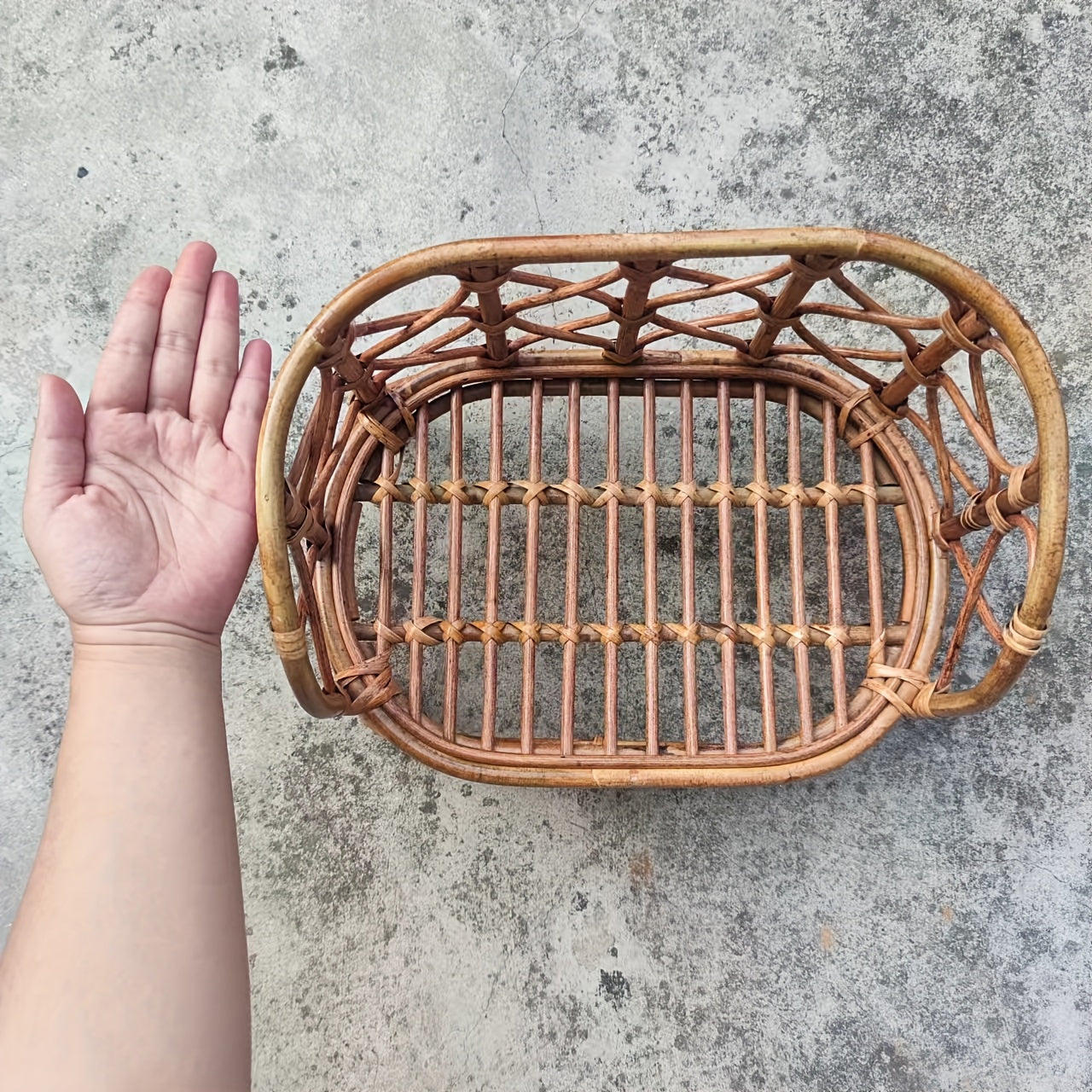 Ginger Yellow Photography Prop: Handmade Bamboo Bench and Rattan Basket Chair Set, Perfect for Studio Shoots