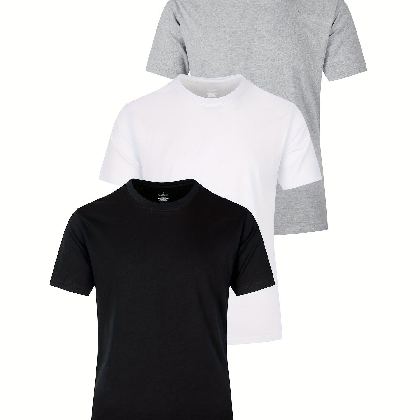 Set of 3 men's cotton short sleeve T-shirts in multiple colors for summer