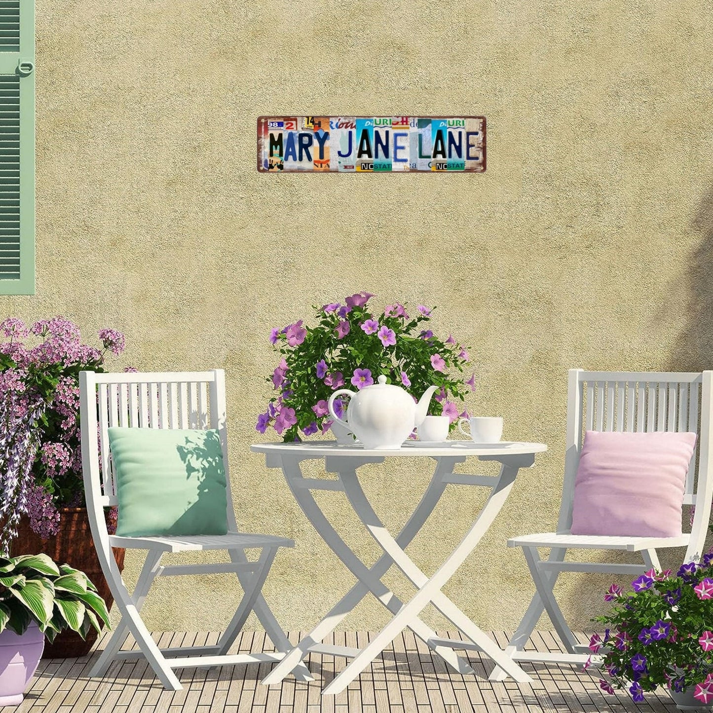 1 piece of the Mary Jane Lane Metal Tin Sign, measuring 15.75 inches by 3.94 inches (40x10cm). This novelty street sign is perfect for home, room, wall, restaurant, bar, cafe, garage, or farmhouse decor. It also makes a great Easter, Halloween, or