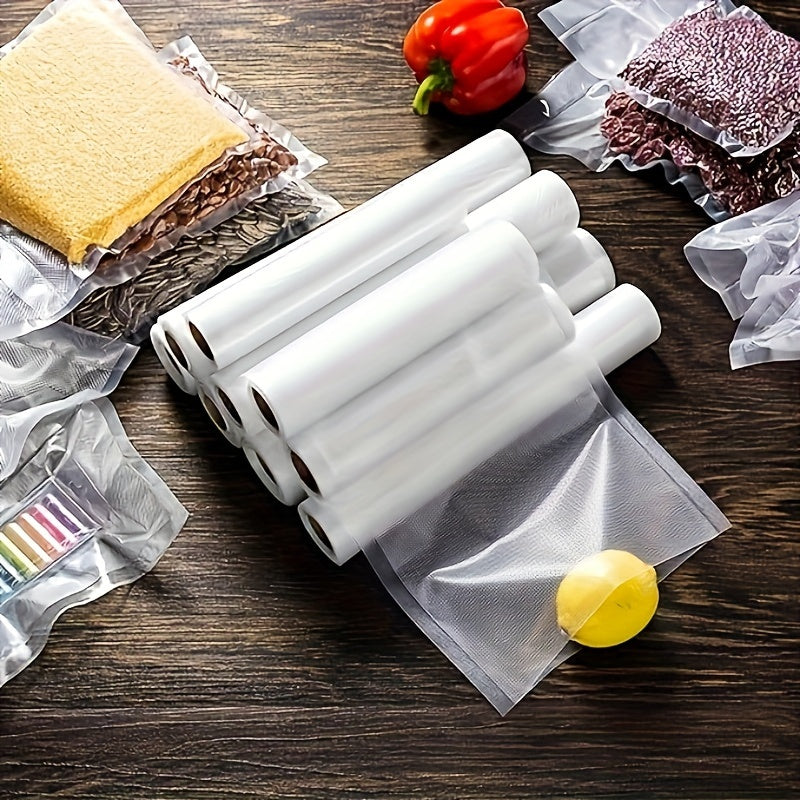 No Electricity Needed: Multipurpose Pre-Cut Vacuum Sealer Rolls for Food Storage, Plastic Sous Vide Bags, BPA-Free, Perfect for Meal Prep, Food Preservation & Cooking, Essential Kitchen Accessories - 4 Pack