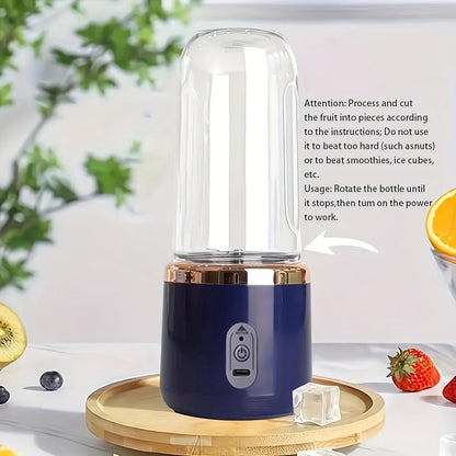 The Portable Blender is a convenient personal mixer designed for creating smoothies and shakes on the go. It comes with a travel lid and a 400ml USB rechargeable mini blender fruit juicing cup, featuring 6 blades for efficient blending. Perfect for use