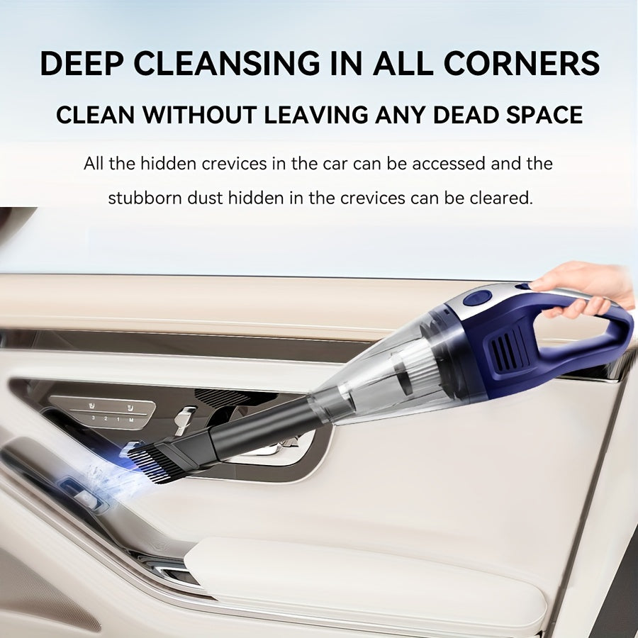 Compact Vacuum Cleaner Perfect for Home and Car Use, Featuring Powerful Suction, Rechargeable via USB, Includes Multiple Attachments for Versatile Cleaning Needs, Ideal for Car, Home, Office, and More.