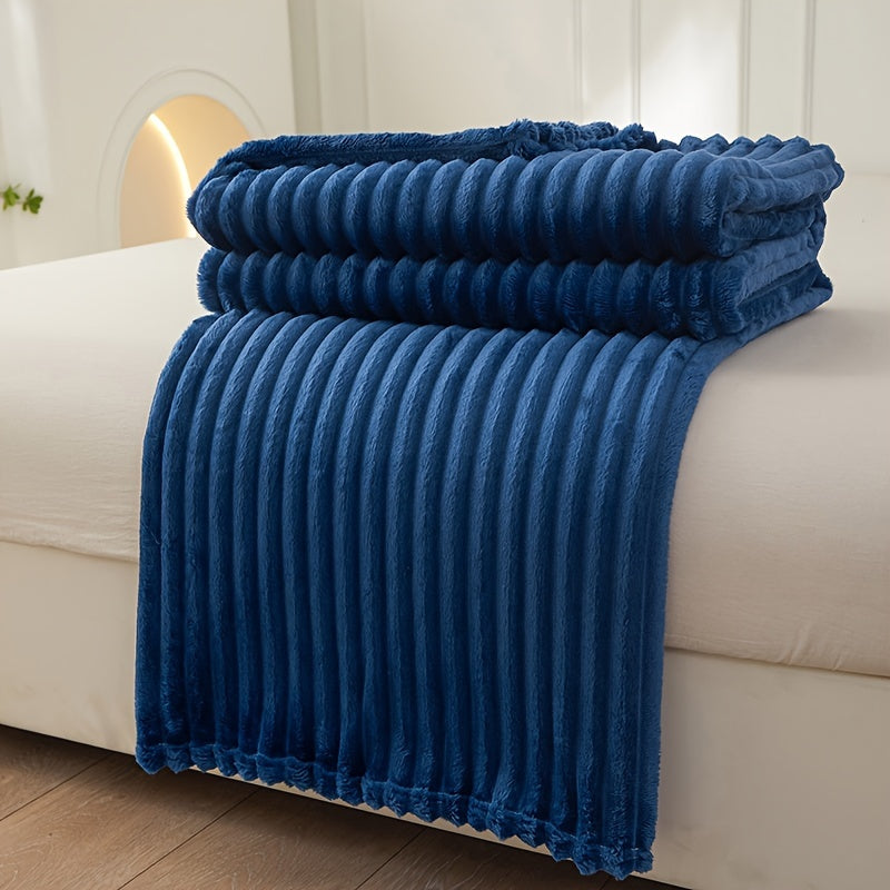 Stylish wide striped blanket in a solid color (pillow core and pillowcase not included)