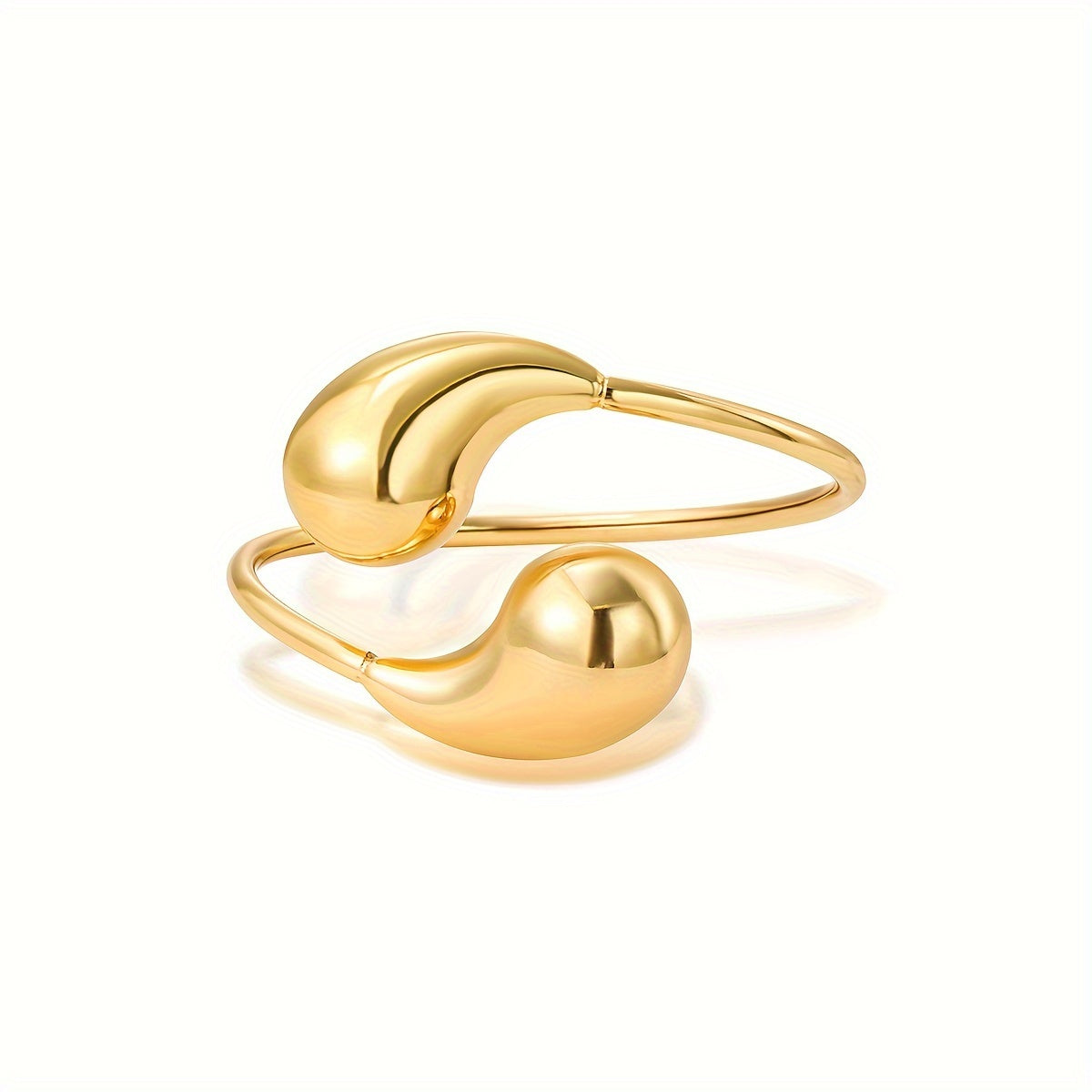 Retro-Inspired Adorable Teardrop Bangle Bracelet - Made with 304 Stainless Steel, in a Gorgeous Gold Tone with a Spring Clasp and Open Cuff Design - Perfect for Everyday Wear and Gift Giving