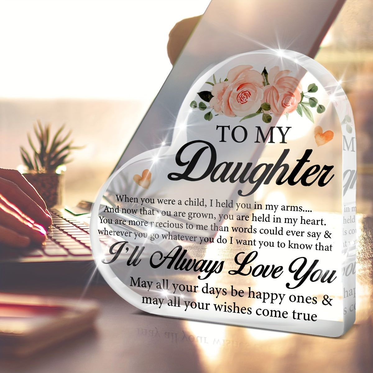 Artistic Acrylic Keepsake Plaque for Cherished Daughter - Ideal for Birthday, Christmas, Graduation | No Electricity Required | Home Decor