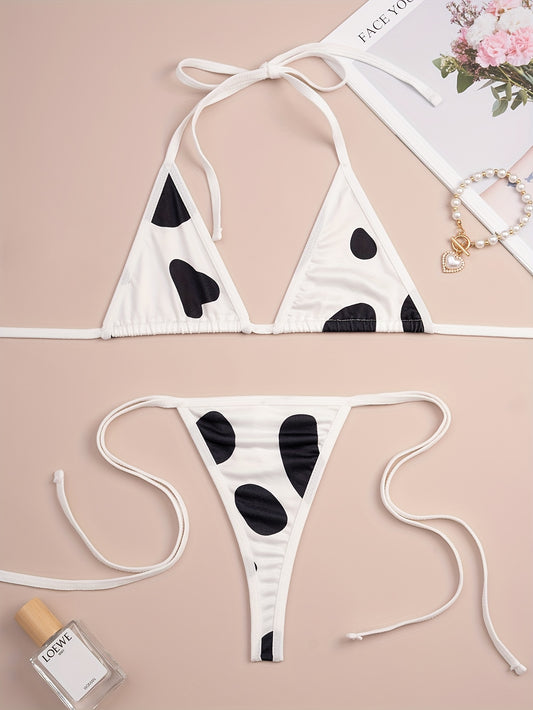 Y1004 Cow Neck Strap Lingerie Set