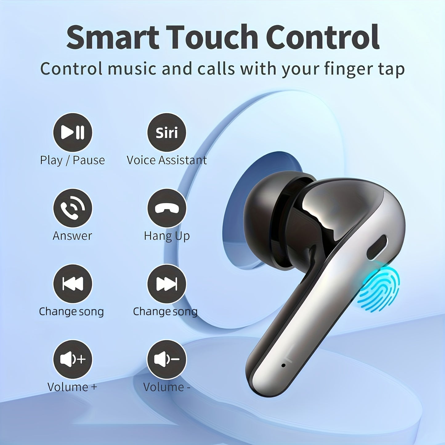 True wireless earbuds with case for iPhone and Android.