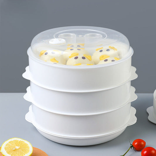 This Food-Grade PP 3-Tier Stackable Microwave Steamer Set is Heat-Resistant from -4°F to 212°F. It is a Multi-Functional Vegetable and Egg Poacher with Transparent Lids, making it Ideal for Healthy Cooking.