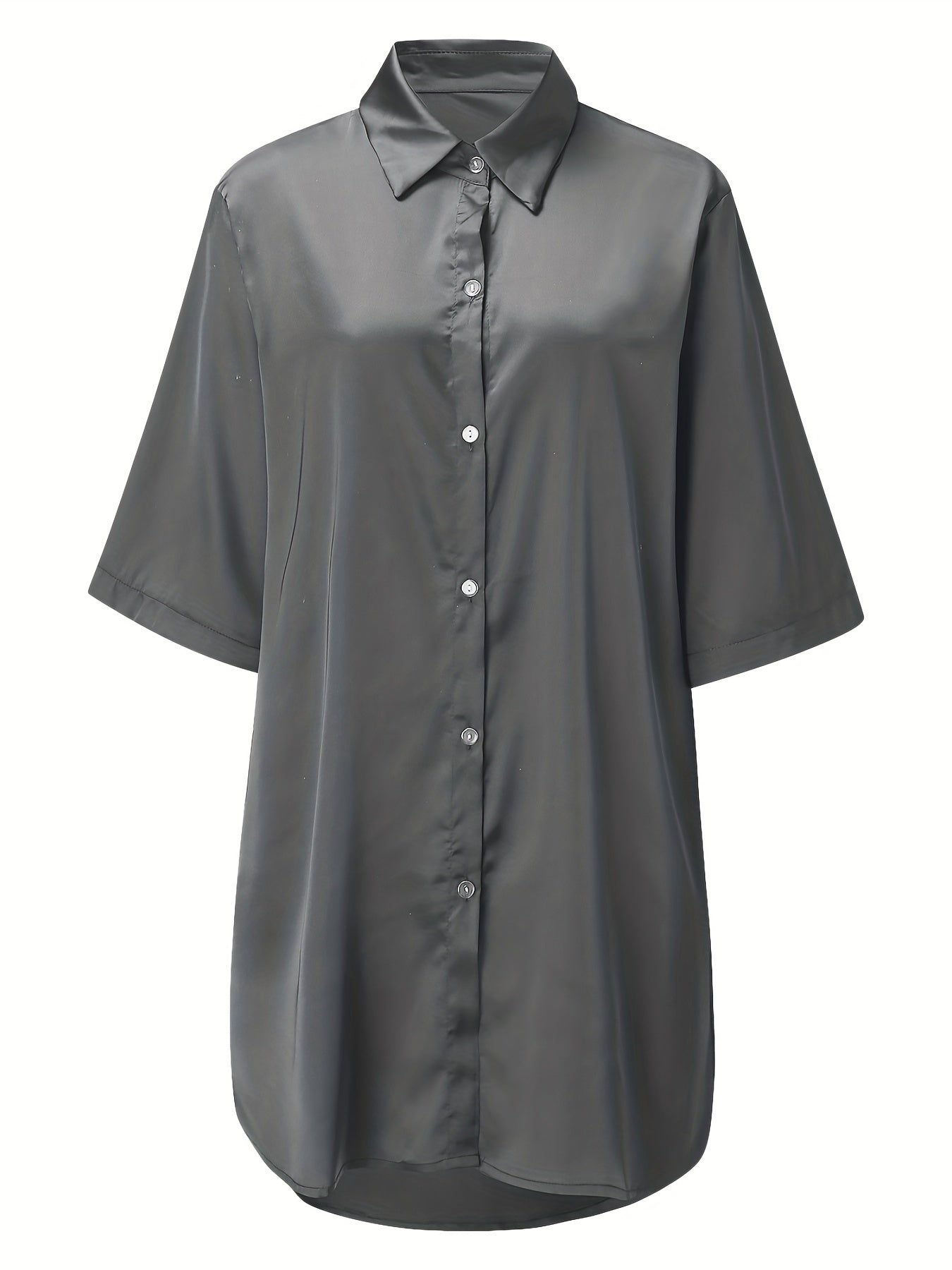 Comfortable and smooth European and American silky shirt for women, ideal for home wear or long pajamas.