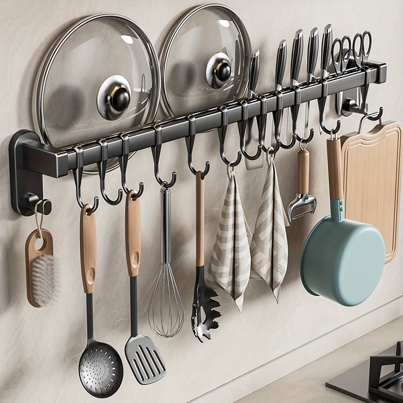 Multipurpose Kitchen Rack - Ideal for Storing Chopsticks, Knives, Seasonings, and More | Quick and Convenient Installation with Adhesive or Screws