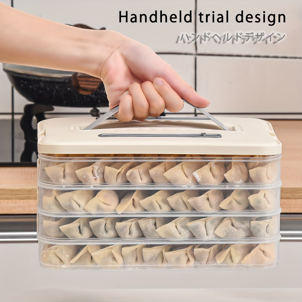 One-piece dumpling, pastry, and storage box made of plastic. Suitable for refrigerator storage, fresh preservation, small items, office supplies, and is portable and handheld.