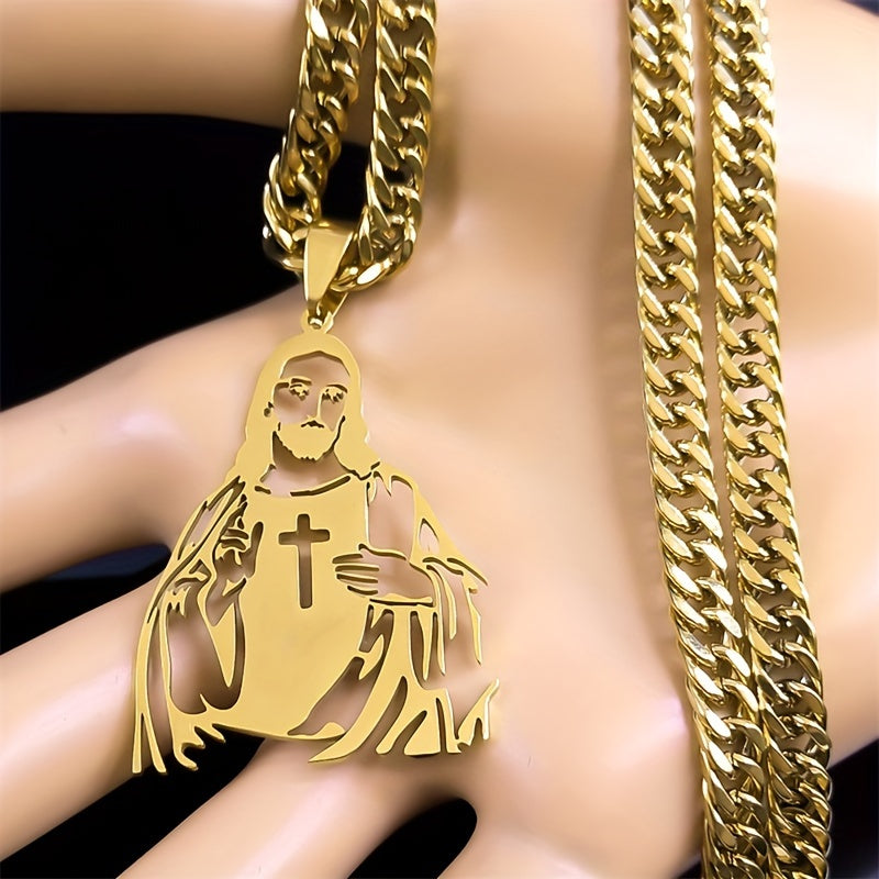 Men and women can rock the hip hop religious symbol cross pendant necklace, featuring 18K golden plated stainless steel. This piece is made without any mosaic material, perfect for everyday fashion. It also makes a great Thanksgiving gift and can be worn