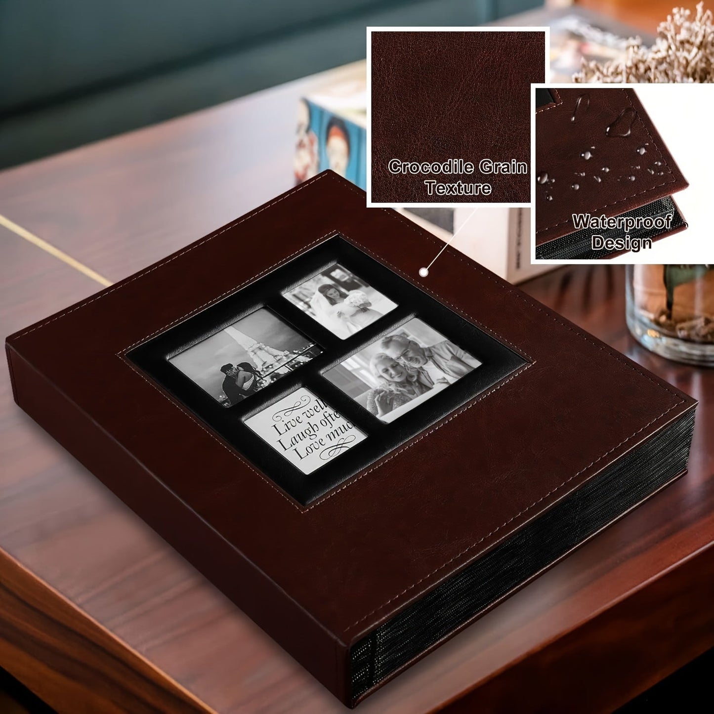 This faux leather photo album has a super large capacity for holding 500 horizontal and vertical 4x6 photos. It is perfect for capturing family anniversaries, weddings, travel memories, couple growth milestones, birthday parties, Halloween, Christmas