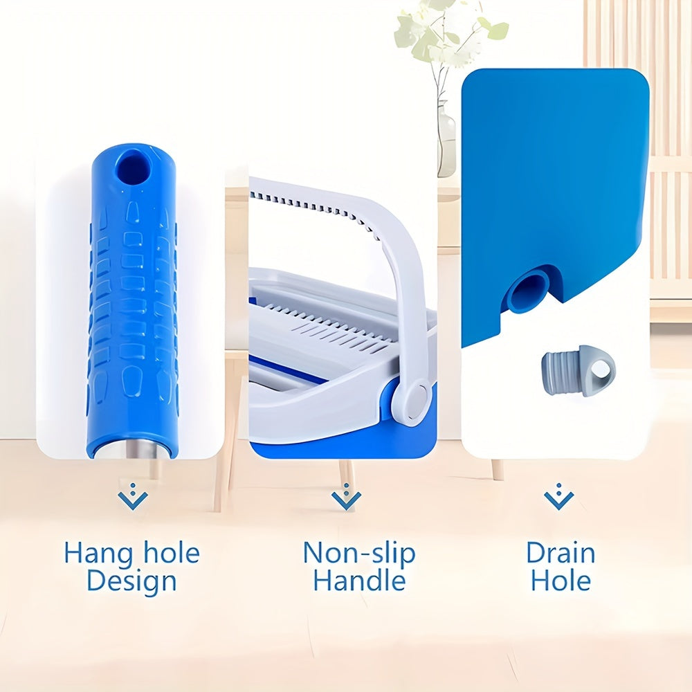 Get your hands on the Flat Mop and Bucket Set, featuring a convenient wringer for easy cleaning. This 2-in-1 system is perfect for both dry and wet cleaning, with reusable microfiber pads that are gentle on laminate, hardwood, and tile floors. No