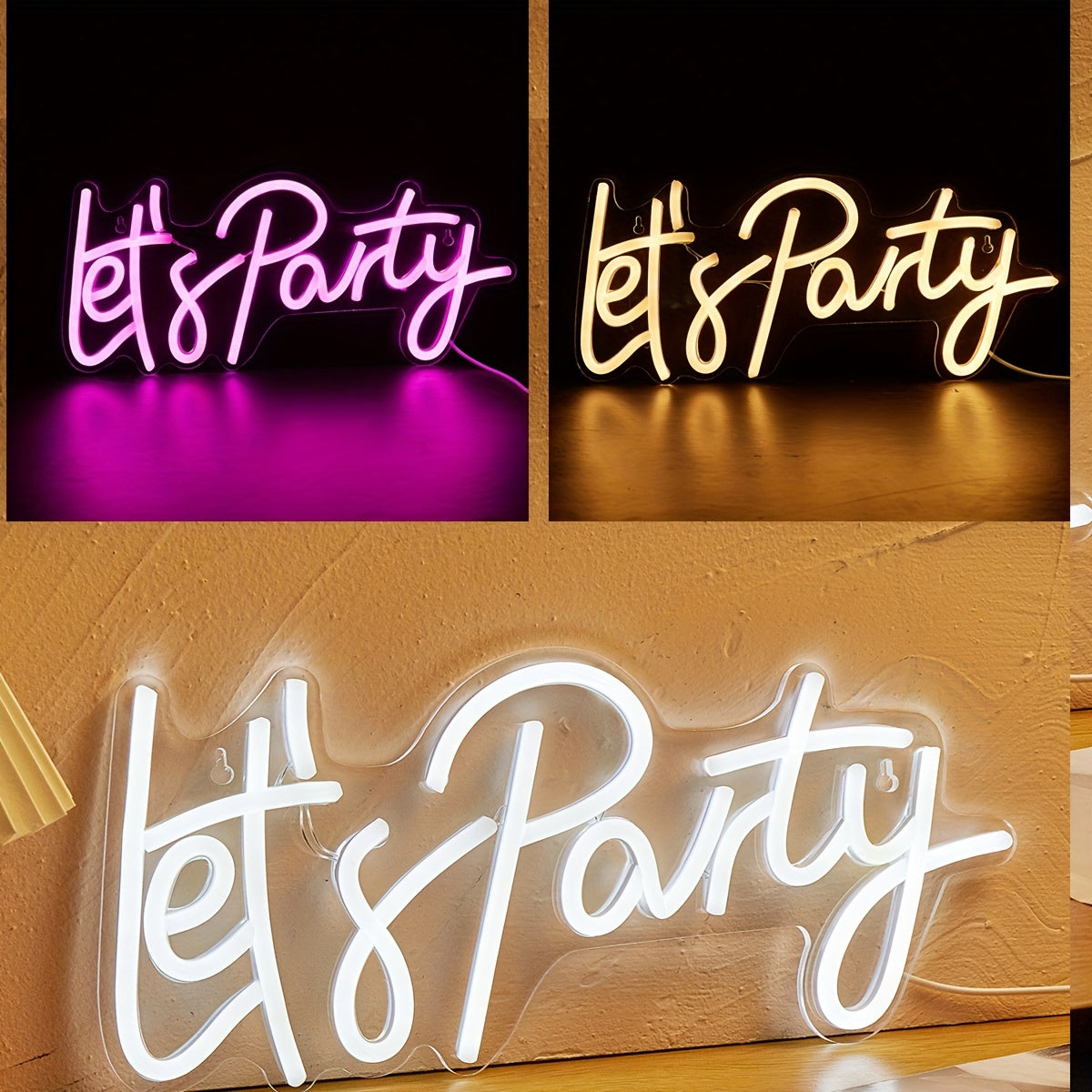 White LED Neon light sign for parties, USB powered for bedroom wall decoration. Great for festivals, weddings, and as a multipurpose decorative wall lamp.