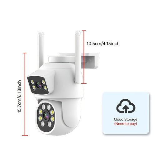 Two 4MP Dual Lens Security Cameras with WiFi Capability - Features 360° PTZ, Two-Way Audio, Color Night Vision, and Motion Alerts - Suitable for Home and Outdoor Surveillance