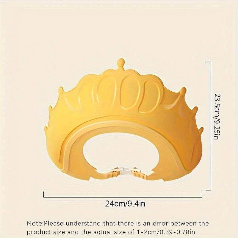 Шапочка для душа для младенцев водонепроницаемая - 1 штука, защищает уши и глаза, милый короноподобный дизайн добавляет веселья во время купания, доступно несколько цветовых вариантов.