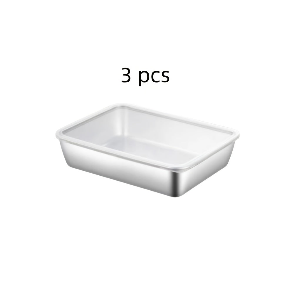 Stainless Steel Food Storage Containers: 3 Leak-Proof, Reusable containers for fruits, meats, and veggies - Easy to Clean, Stackable Kitchen Organizers for Fridge, Freezer, and Pantry