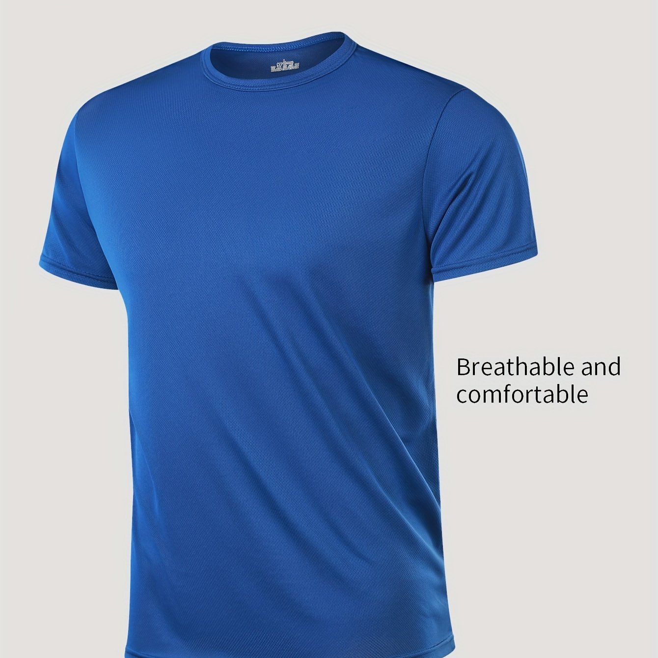 Men's Quick-Dry Athletic T-Shirt for Gym and Running: Breathable, Moisture-Wicking, Solid Color, Blazer, Round Leader