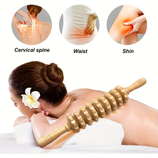 9-round handheld wooden muscle roller