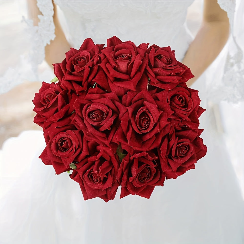 10 fake roses with stems for home, wedding, or office décor. Ideal for Valentine's Day, proposals, weddings, and aesthetic décor.