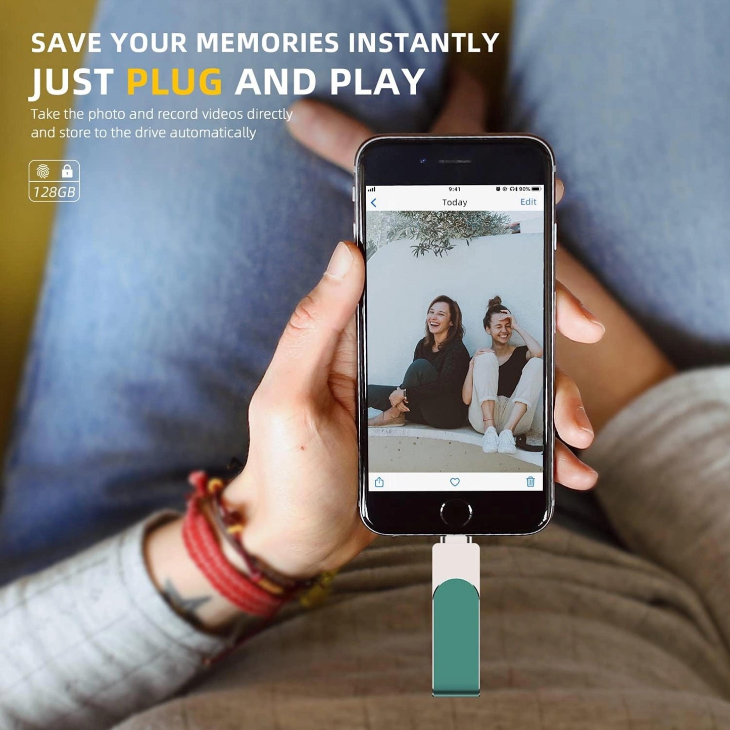 iPhone Photo Stick with MFi certification, available in 256GB, 128GB, and 64GB options - suitable for storing photos, videos, and contacts. Compatible with iPhone, iPad, and other devices.