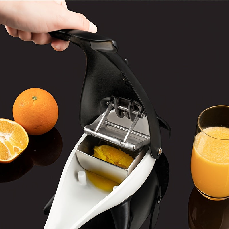 Handheld Fruit Press in Orca Killer Whale Shape, Stainless Steel Manual Citrus Juicer for Extracting Lemon, Orange, and Vegetable Juice