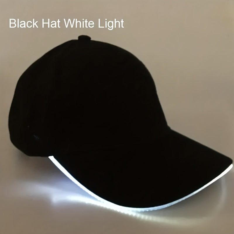 LED light-up baseball cap for parties, carnivals, and hip hop performances. Batteries included.