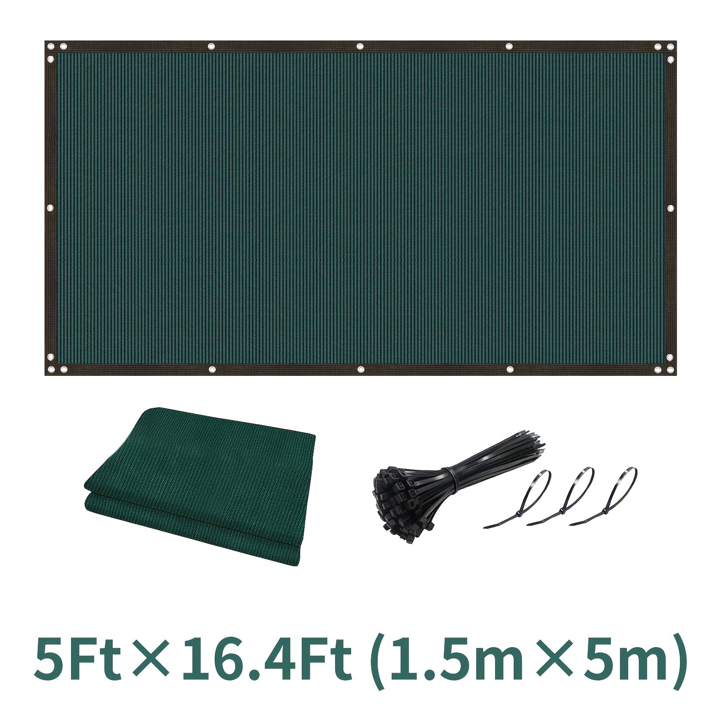 1pc Heavy-Duty Privacy Screen Fence for outdoor walls, gardens, patios, pools - Includes Zip Ties and is made of breathable anti-peeping wind protection mesh fabric in Green color.