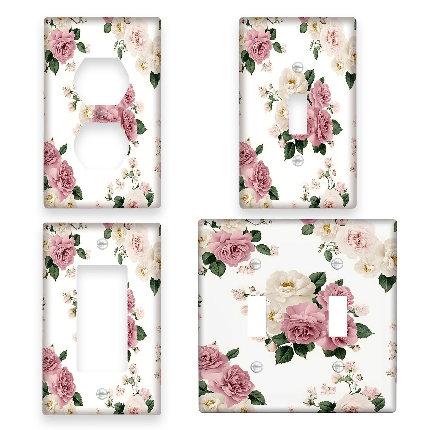 1pc Decorative Light Switch Cover with Pink Flowers for Classroom and Bedroom Decor, 1-Gang/2-Gang Electrical Faceplate