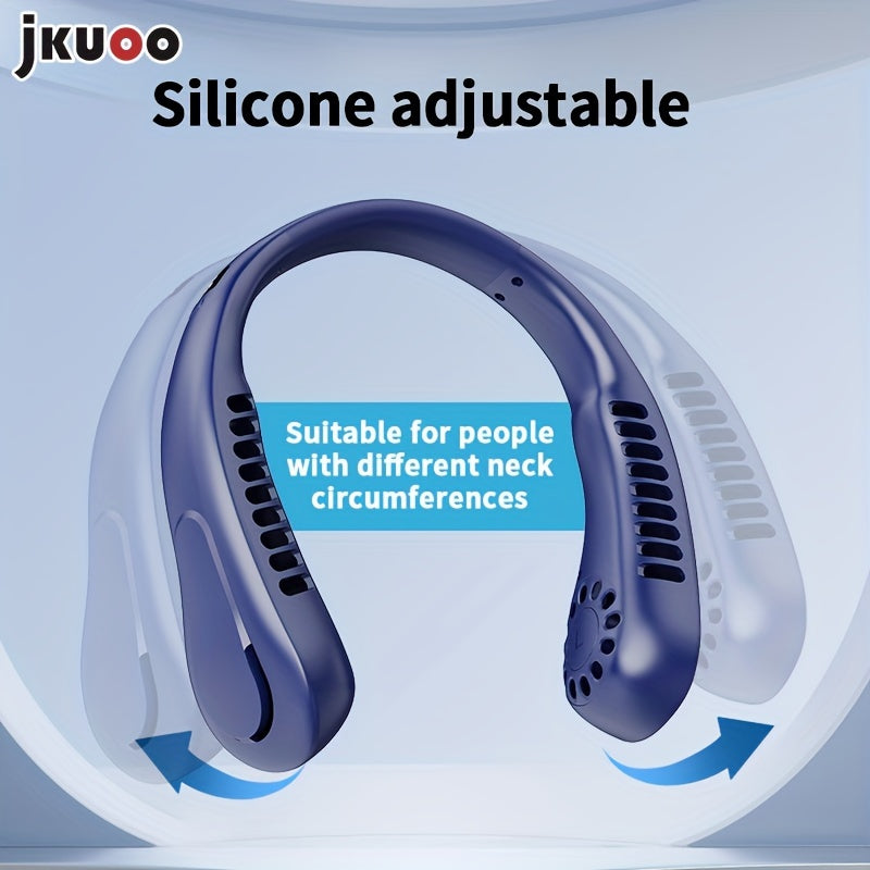 Top Pick: JKUOO Ultra-Quiet Neck Fan - Rechargeable via USB, 5-Speed Adjustments, Rapid Cooling with Comfortable Silicone Handle, Ideal for Home, Work, Travel, and Exercise