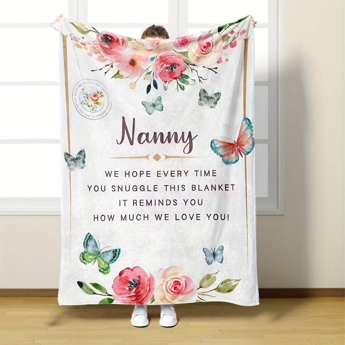 Grandnanny Gift Blanket: Luxuriously Soft Flannel, Perfect Birthday Surprise from the Next Generation, Vibrant Tropical Floral Pattern, Ultimate Comfort Year-Round for Couch or Bed