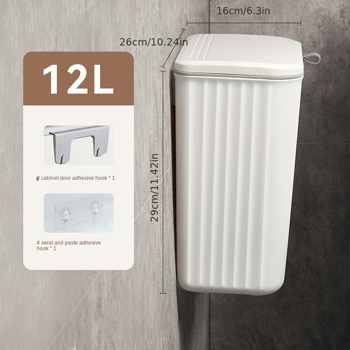 1pc Plastic wall-mounted trash bin with toilet paper storage, space-saving square design, easy installation, no electricity.