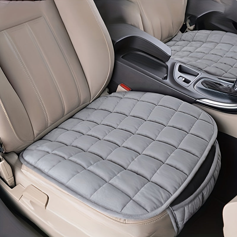 Car Seat Cushion with Sponge Filling, Soft & Breathable, Non-Slip, Lightweight, All-Season Protection. Hand washable, Beige Quilted Design, Snug fit for Most Vehicles. Vehicle Interior