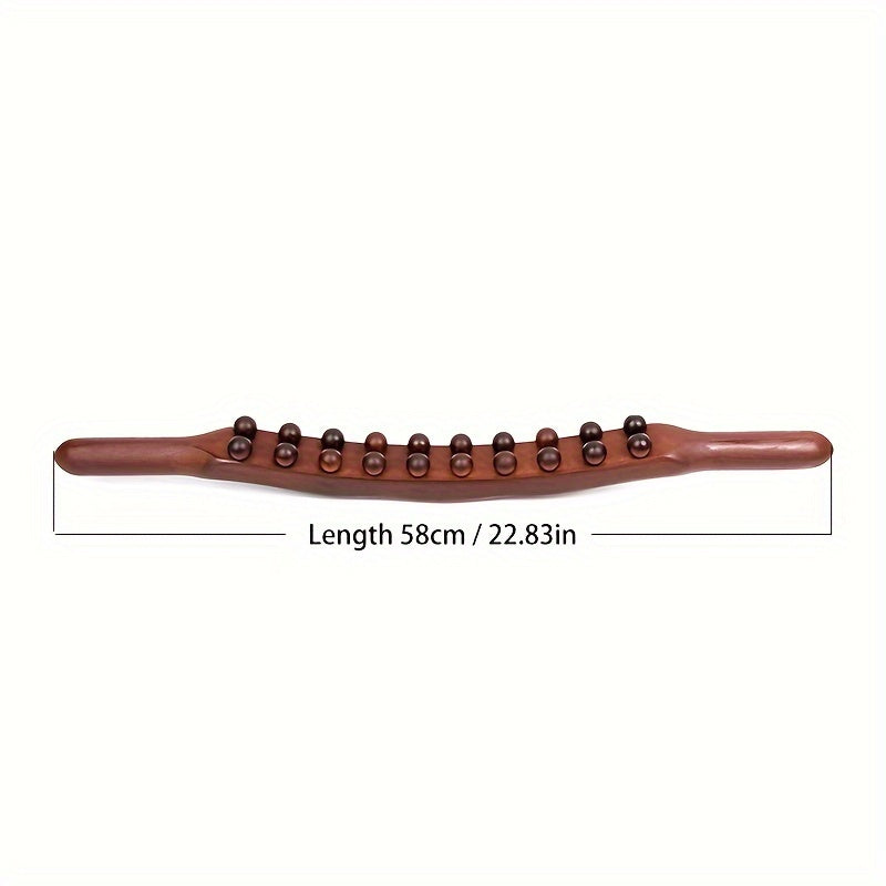 High-quality wooden meridian roller with 20 beads for full body massage and professional abdominal scraping.