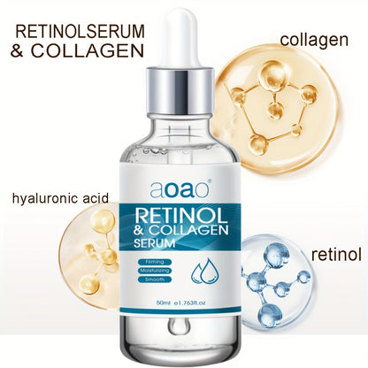 High-End Facial Treatment Serum for Smooth, Beautiful Skin with Retinol, Collagen, and Hyaluronic Acid, Alcohol-Free.