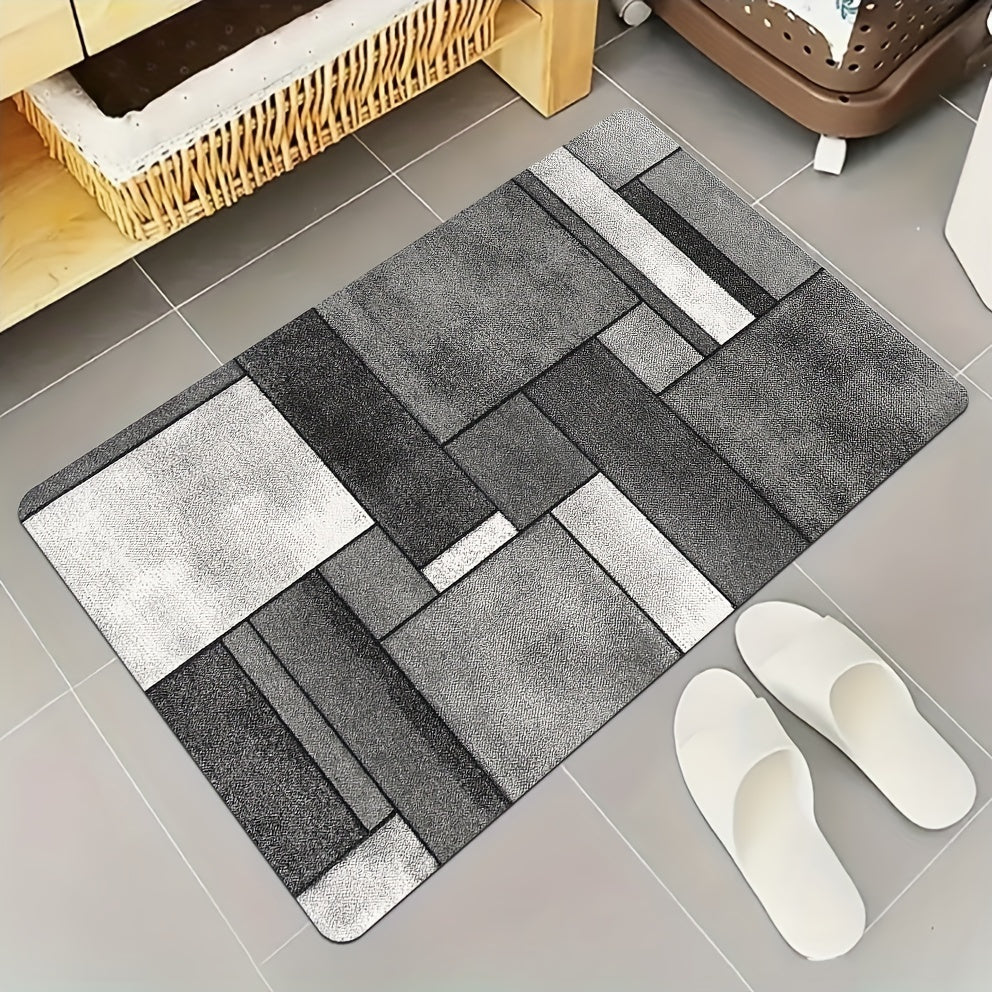 1 piece of Geometric Print Kitchen Mat with non-slip, oil-proof, and waterproof features. This runner rug is dirt-resistant, machine washable, and is suitable for use as an entrance doormat or in the kitchen, living room, laundry room, and bathroom. It