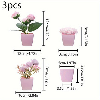 5 Mini artificial potted flowers for desktop decoration