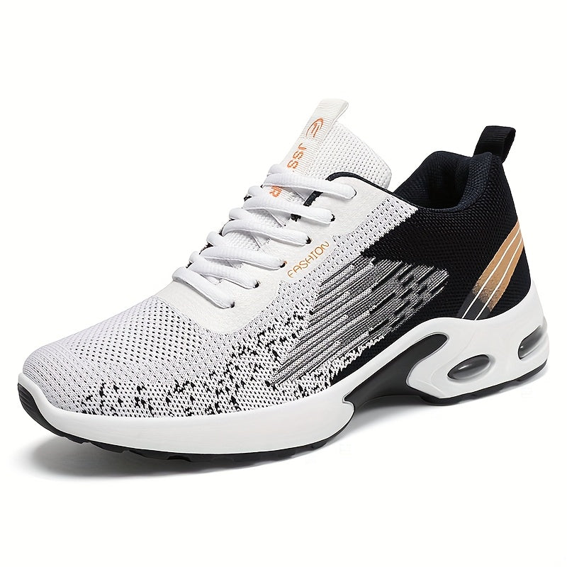 Men's Fashion Sports Sneakers with breathable mesh upper, lace-up design, PVC sole, and cloth insole for year-round comfort.