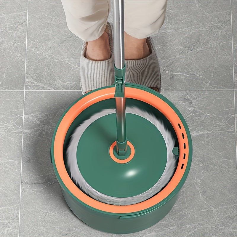 Get your hands on the 1 Set Round Spin Mop and Bucket System with Wringer, including 2 Microfiber Pads. Made of durable plastic, this cleaning set is perfect for use in the living room, bedroom, bathroom, and toilet. It is ideal for cleaning kitchen