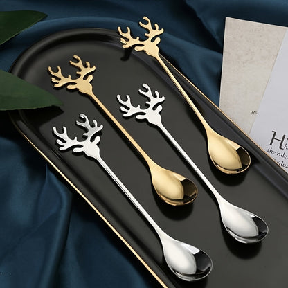 Reindeer Coffee Spoons - Add a festive touch to your Christmas mornings with these stainless steel utensils.