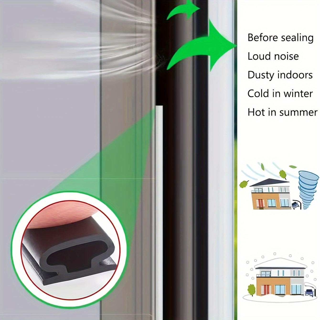 D-Shape Weather Stripping - Self-Adhesive, Soundproofing, Insulation - Easy Install, Home Decor