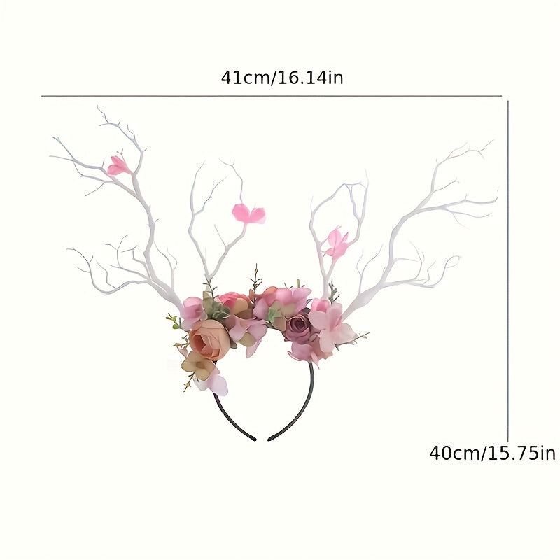 Head Hoop Boho Flower Headwear for Women with Exaggerated Large Branches, Perfect for Dressing Up at Parties and Elf Costumes